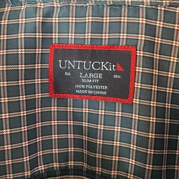 UNTUCKit Men’s Long Sleeve Button Down Red Blue Plaid Shirt Slim‎ Fit Size Large - Picture 4 of 6